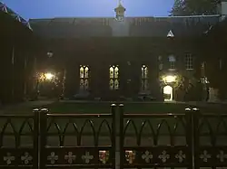 Front gate in evening