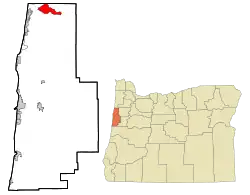 Location of Rose Lodge, Oregon