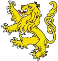 Lion or armed argent, langued gules, tail nowed