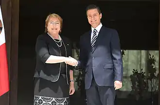 President Michelle Bachelet and President Enrique Peña Nieto in Mexico City; 2015.
