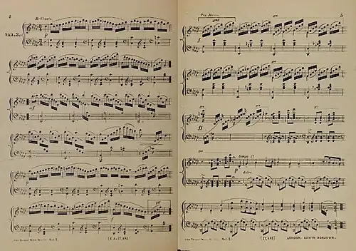 Pages 4–5 of the musical composition Llwyn Onn (The Ash Grove) by John Thomas