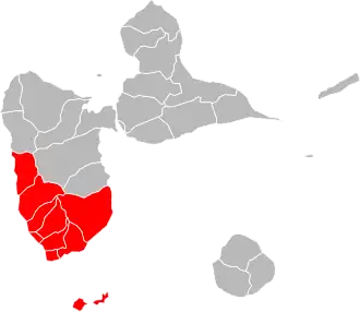 Location of Grand Sud Caraïbe within the department