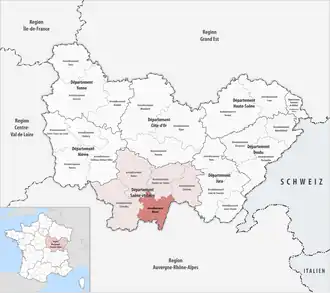 Location within the region Bourgogne-Franche-Comté