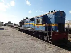 Diesel locomotive at Tanga Railway Station in 2019.