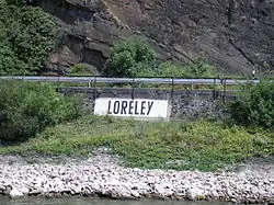 Sign on the bank of the Rhine