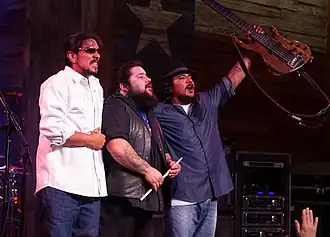 Los Lonely Boys in 2017; from left to right: Henry Garza, Ringo Garza, and Jojo Garza Sr.