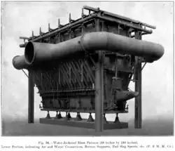 Lower part of a water jacket furnace used to smelt copper ore