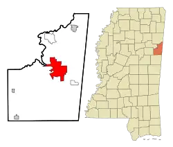 Location of Columbus, Mississippi