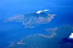 Aerial view of Ambil Island from the west
