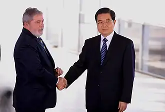 President Lula da Silva and Chinese leader Hu Jintao in Brasília; April 2010.