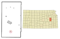 Location within Lyon County and Kansas