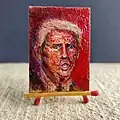 Portrait of Donald Trump (Polish: Donald Trump); miniature painting by Paweł Brodzisz; 2025.
