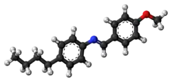 Ball-and-stick model of the MBBA molecule