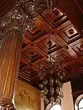 Details of the woodwork and coffered ceiling