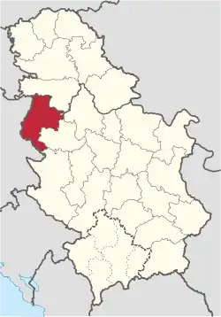Location of district in Serbia