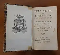 Title page and frontispiece to Telliamed by Benoît de Maillet (1749)