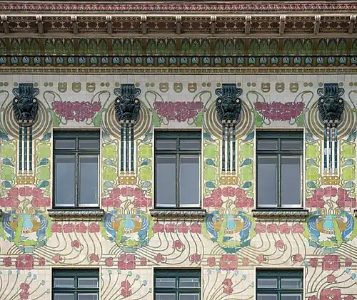 Floral design by Alois Ludwig on the facade of one of the Linke Wienzeile Buildings by Otto Wagner (1898)