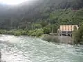 Möll Valley Power Station. The water now empties into the Drau before the actual mouth of the Möll (left).