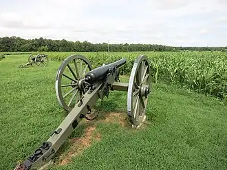 Photo shows two 3-inch Ordnance rifles at Malvern Hill Battlefield