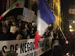 A pro-Syrian Revolution and anti-Assad and anti-Putin protest in Paris, 14 December 2016