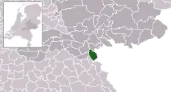 Highlighted position of Groesbeek in a municipal map of Gelderland