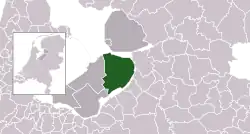 Highlighted position of Dronten in a municipal map of Flevoland