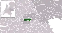 Highlighted position of Neerijnen in a municipal map of Gelderland