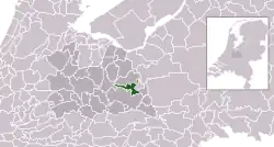 Highlighted position of Woudenberg in a municipal map of Utrecht
