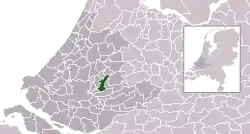 Highlighted position of Ouderkerk in a municipal map of South Holland