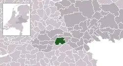 Highlighted position of West Maas en Waal in a municipal map of Gelderland