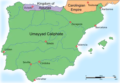 Iberian peninsula map (750 AD)