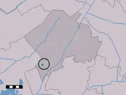 The town centre (dark green) and the statistical district (light green) of Darp in the municipality of Westerveld.