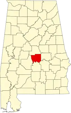 State map highlighting Autauga County
