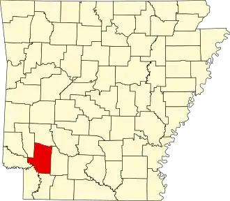 State map highlighting Hempstead County