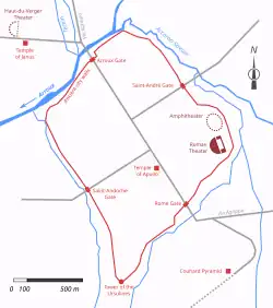 Place of several monuments on an ancient site.