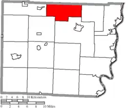 Location of Wheeling Township in Belmont County
