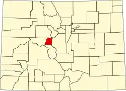 Map of Colorado highlighting Lake County