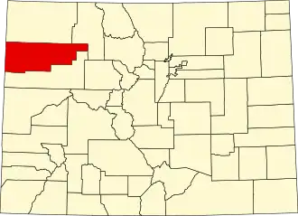 Map of Colorado highlighting Rio Blanco County