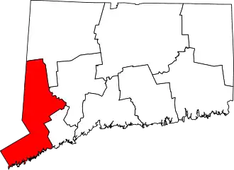 State map highlighting Western Connecticut Planning Region
