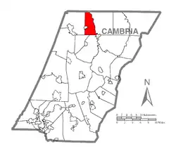 Map of Cambria County, Pennsylvania highlighting Elder Township