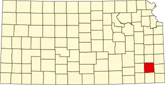 State map highlighting Neosho County