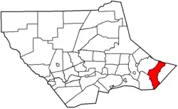 Franklin Township highlighted in red on a map of Lycoming County