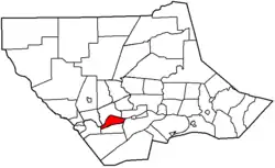 Susquehanna Township highlighted in red on a map of Lycoming County