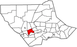 Woodward Township highlighted in red on a map of Lycoming County