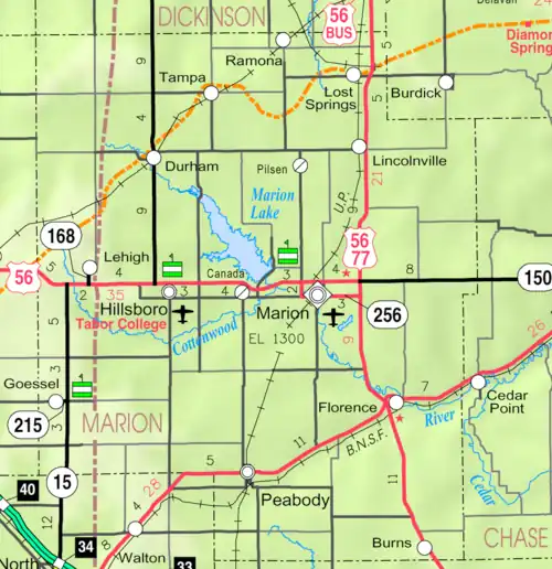 KDOT map of Marion County (legend)