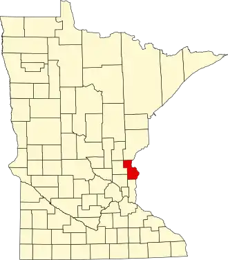 State map highlighting Chisago County