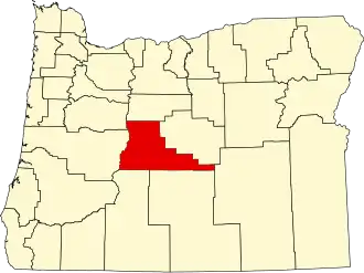 State map highlighting Deschutes County