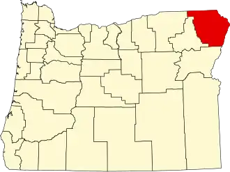 State map highlighting Wallowa County