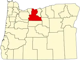 State map highlighting Wasco County