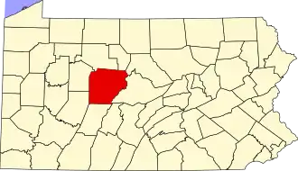 State map highlighting Clearfield County